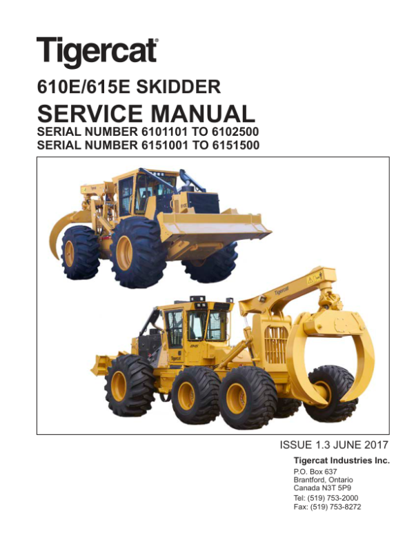 Tigercat 610E, 615E Skidder Repair Service Manual