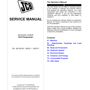 JCB 4CX Pilingmaster Loader Service Repair Manual