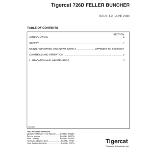 Tigercat 726D Feller Buncher Repair Service Manual (SN 7262001 - 7262499) - Image 4