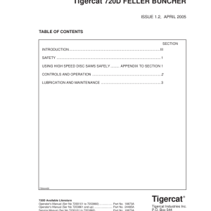 Tigercat 720D Feller Buncher Repair Service Manual (SN 7203501 - 7204400) - Image 4