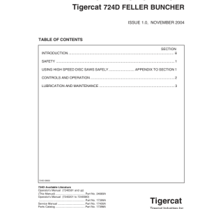 Tigercat 724D Feller Buncher Repair Service Manual (SN 7240201 - 7240999) - Image 4