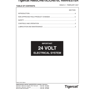 Tigercat H860C, H870C, LH870C Harvester Repair Service Manual - Image 4