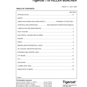 Tigercat 718 Feller Buncher Repair Service Manual (SN 7180101 - 7180900) - Image 7