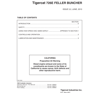 Tigercat 726E Feller Buncher Repair Service Manual (SN 7262501 - 7265000) - Image 5