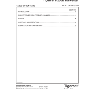 Tigercat H250B Harvester Repair Service Manual (250H0101 - 250H2000) - Image 3