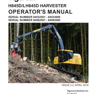 Tigercat H845D, LH845D Harvester Repair Service Manual (84532501 -  84583000) - Image 5