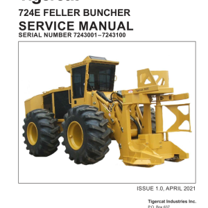 Tigercat 724E Feller Buncher Repair Service Manual (SN 7241001 - 7243100)