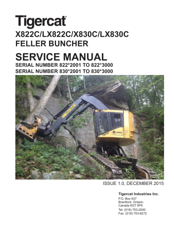 Tigercat X822C, LX822C, X830C, LX830C Feller Buncher Repair Service Manual