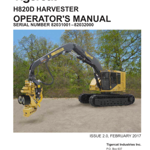 Tigercat H820D Harvester Operators and Engine Manual (82031001 - 82032000)