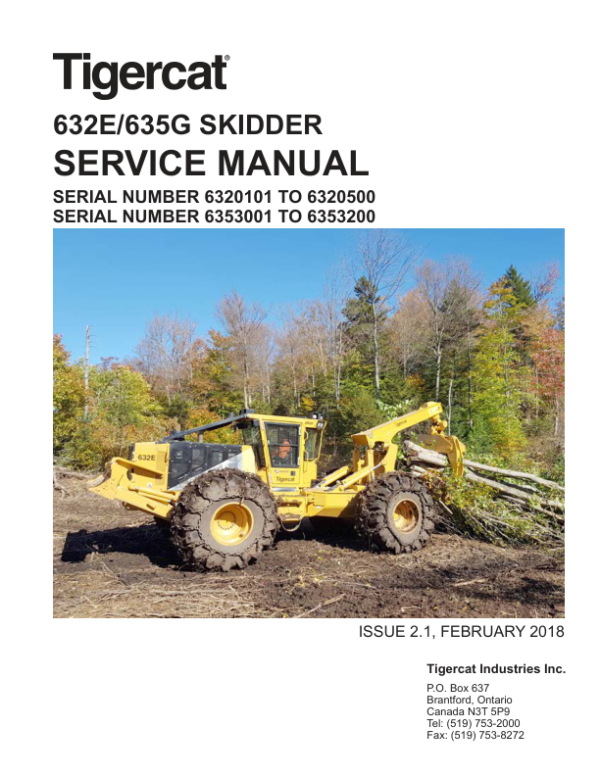 Tigercat 632E, 635G Skidder Repair Service Manual