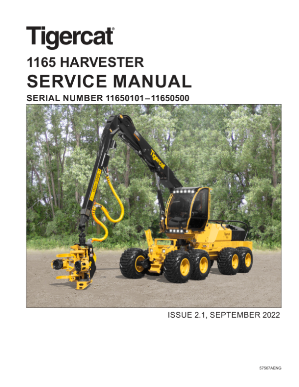 Tigercat 1165 Harvester Repair Service Manual (11650101 - 11650500)