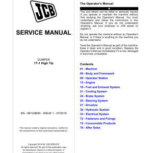 JCB 1T-1 High Tip Dumper Service Repair Manual