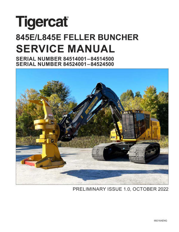 Tigercat 845E, L845E Feller Buncher Repair Service Manual