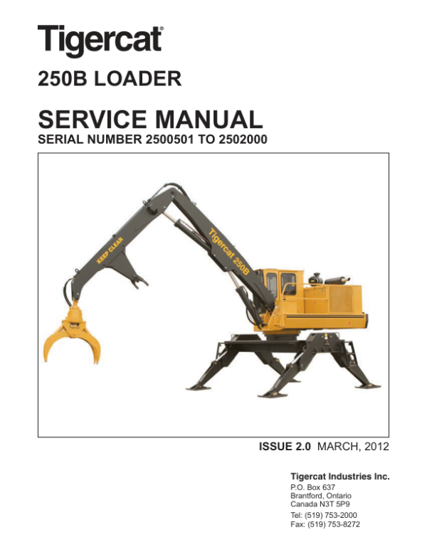 Tigercat 250B Loader Repair Service Manual (2500501 - 2502000)