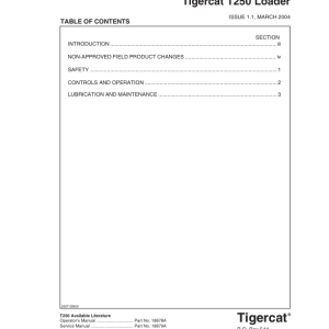 Tigercat T250 Loader Repair Service Manual (250T0101 - 250T0499) - Image 4