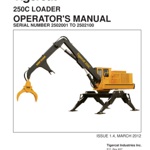 Tigercat 250C Loader Repair Service Manual (2502001 - 2502101) - Image 4