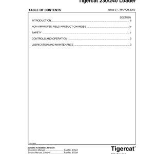 Tigercat 230, 240 Loader Repair Service Manual - Image 5