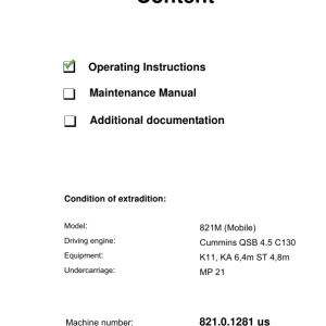 Sennebogen 821.0.1278 Operators, Maintenance and Parts Manual - Image 3