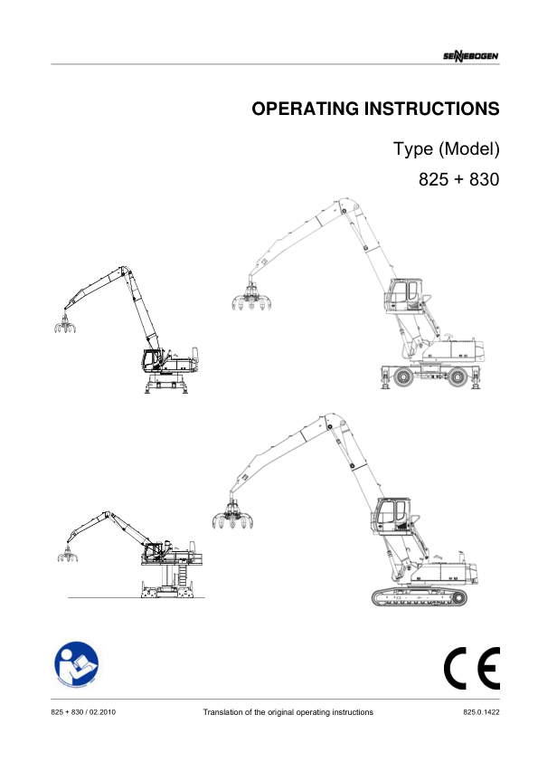 Sennebogen 825.0.1422 Operators, Maintenance and Parts Manual