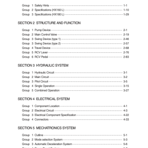 Hyundai HX160 L, HX180 L Crawler Excavator Service Repair Manual - Image 1