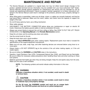 Yale GDP190DC, GDP210DC, GDP230DC, GDP230DCS, GDP250DC, GDP280DC Forklift E876 Series Repair Manual - Image 5