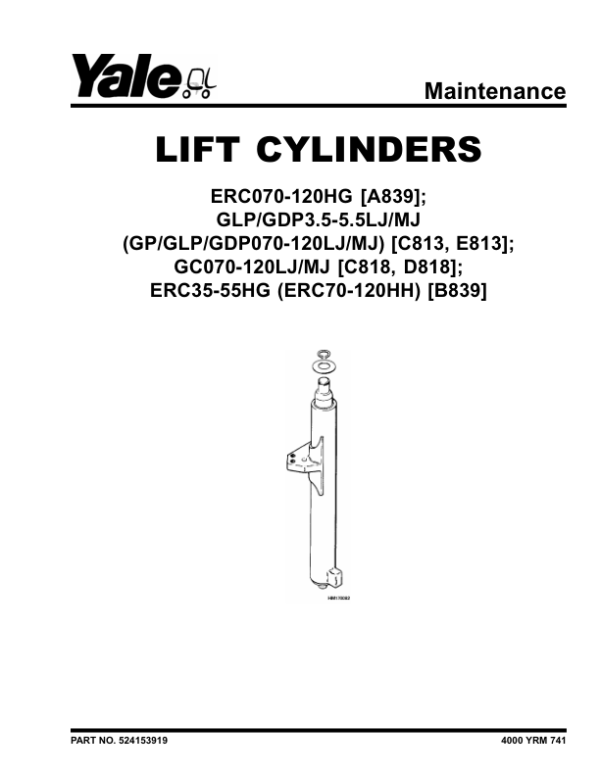 Yale GDP3.5LJ, GDP4.0LJ, GDP4.5MJ, GDP5.0MJ, GDP5.5MJ Forklift E813 Series Repair Manual