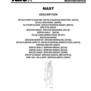 Yale GP2.00RF, GLP2.00RF, GDP2.00RF, GP3.00RF, GLP3.00RF ,GDP3.00RF Forklift A875 Service Repair Manual