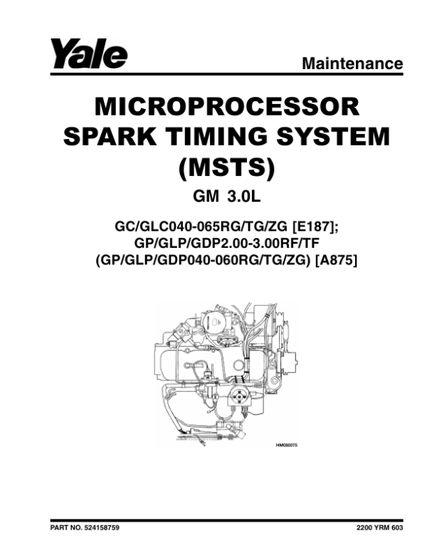 Yale GP2.00TF, GLP2.00TF, GDP2.00TF, GP3.00TF, GLP3.00TF ,GDP3.00TF Forklift A875 Service Repair Manual