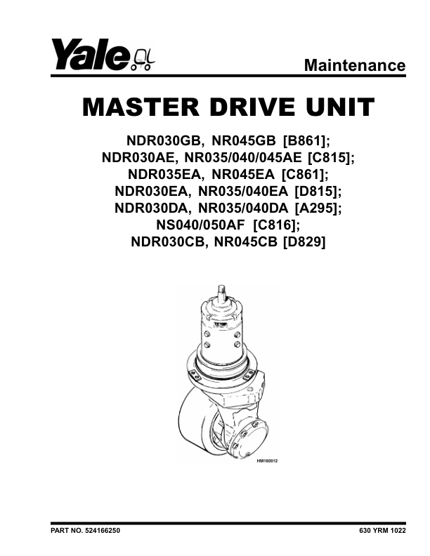 フエラリーデノーワークショツプマニアル Yale NDR030DA, NR035DA, NR040DA Forklift A295 Series Repair Manual