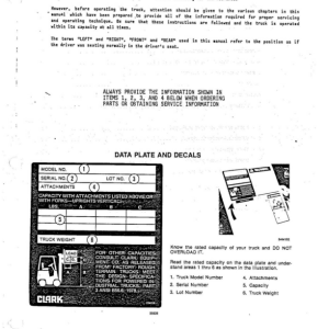 Clark DPR20, DPR25, DPR30 Forklift Service Repair Manual - Image 2