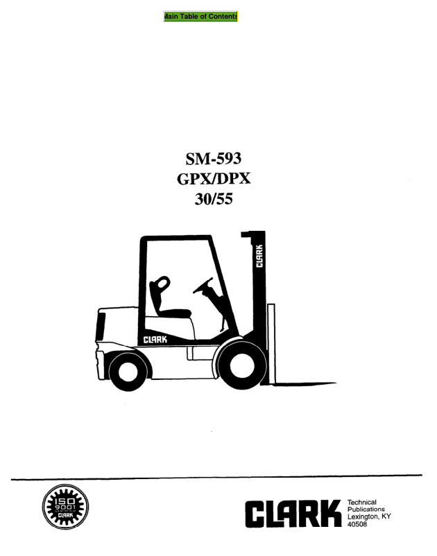 Clark GPX30, GPX35, GPX40, GPX40S, GPX50, GPX55 Forklift Service