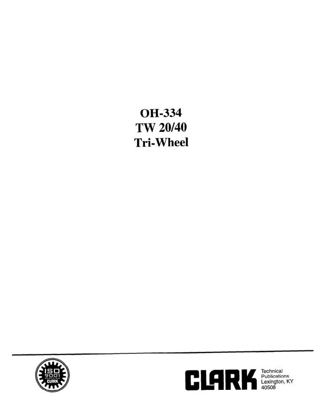 Clark TW20, TW40 Forklift Overhaul Manual