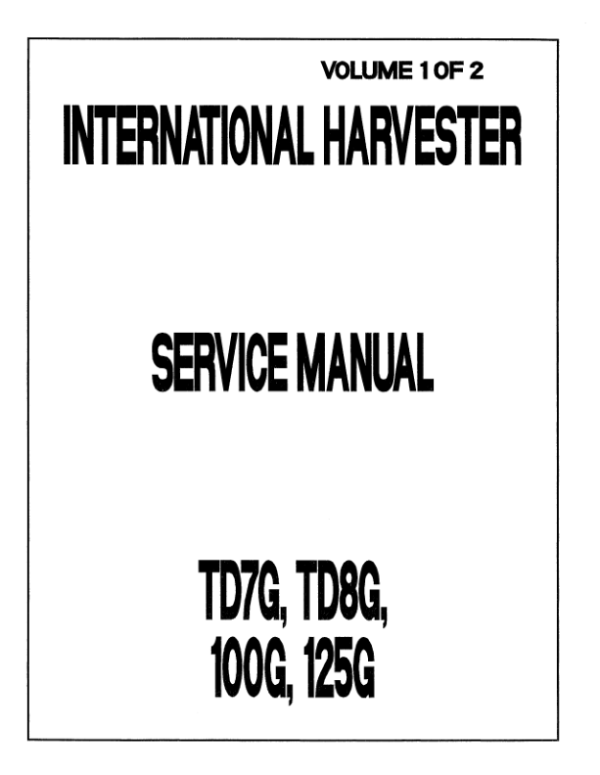 Komatsu Dresser TD7G, TD8G, 100G, 125G Dozer Service Repair Manual