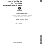 John Deere Model No. 1000 Integral Tool Carrier For 4-Roller Model 40 Crawler Tractor Operator's Manual (BIY6853) - Image 1