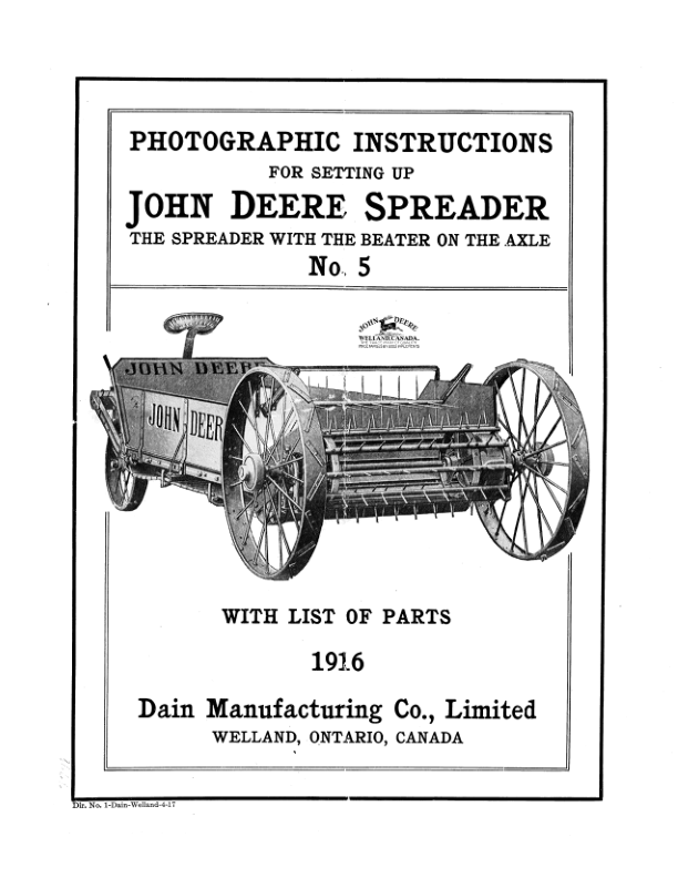 John Deere Spreader No. 5 Operator's Manual (DIR1A)