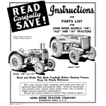John Deere AR', 'AO', 'AI' Tractors (S.N. -271, 999) Operator's Manual (DIR251A) - Image 1