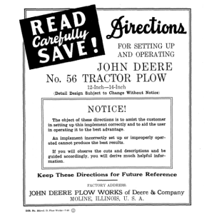 John Deere 56 Series Moldboard Plows Operator's Manual (DIR331) - Image 1