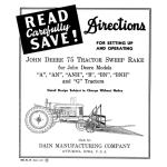 John Deere 75 Tractor Sweep Rake for Model A, AN, ANH, B, BN, BNH & G Tractors Operator's Manual (DIR87F) - Image 1