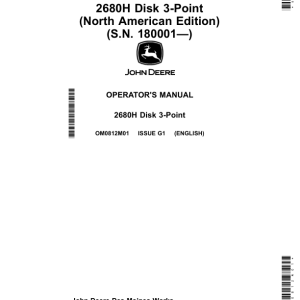 John Deere 2680H Disk 3-Point (180001-) (North American) Operator's Manual (OM0812M01) - Image 1