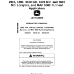 John Deere 2900, 3300, 3300 GD, 3300 MD, 3600 MD Sprayers, MAF 5000 Nutrient Applicators Operator's Manual (OM45307) - Image 1