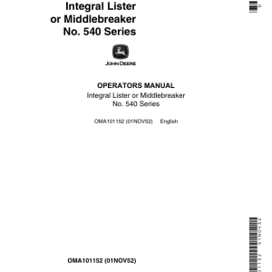 John Deere 540 Series Integral Lister Operator's Manual (OMA101152) - Image 1