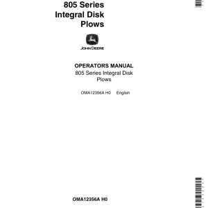 John Deere 805 Series Integral Disk Plows Operator's Manual (OMA12356A) - Image 1