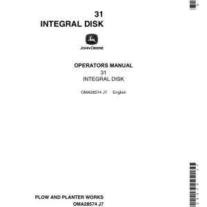 John Deere 31 Integral Harrow Disk Operator's Manual (OMA28574) - Image 1