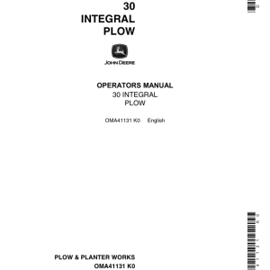 John Deere 30 Integral Plow Operator's Manual (OMA41131) - Image 1