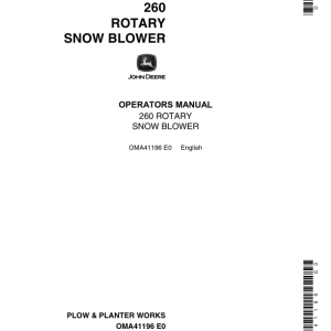 John Deere 260 Rotary Snow Blower Operator's Manual (OMA41196) - Image 1