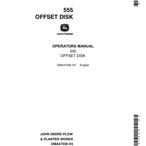 John Deere 555 Offset Disk Operator's Manual (OMA47556) - Image 1