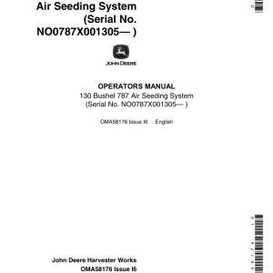 John Deere 787 Air Seeding System (001305-) Operator's Manual (OMA58176) - Image 1