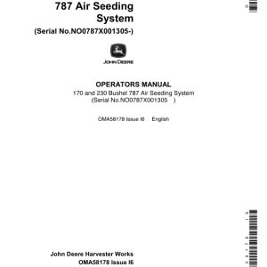 John Deere 787 Air Seeding System (001305-) Operator's Manual (OMA58178) - Image 1