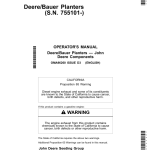 John Deere DB44, DB60, DB66, DB80, DB88, DB90, & DB120 Deere/Bauer Planters Worldwide Edition (755101-760100) Operator's Manual (OMA96260) - Image 1