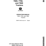 John Deere 7600, 7700, 7800 Tractors Operator's Manual (OMAR113020) - Image 1